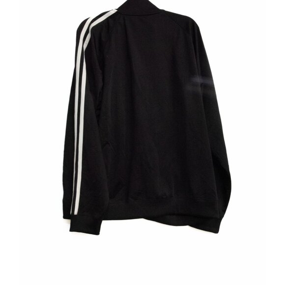 Athletic Works Black Track Jacket With Striped Sleeves & Embroidered Logo - Picture 5 of 8
